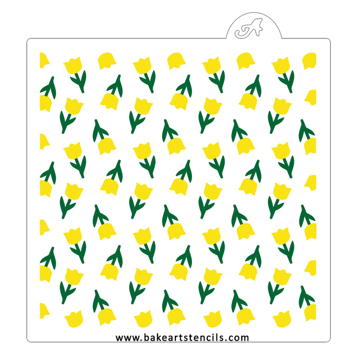 Tulips Flower Pattern Stencil Set bakeartstencil