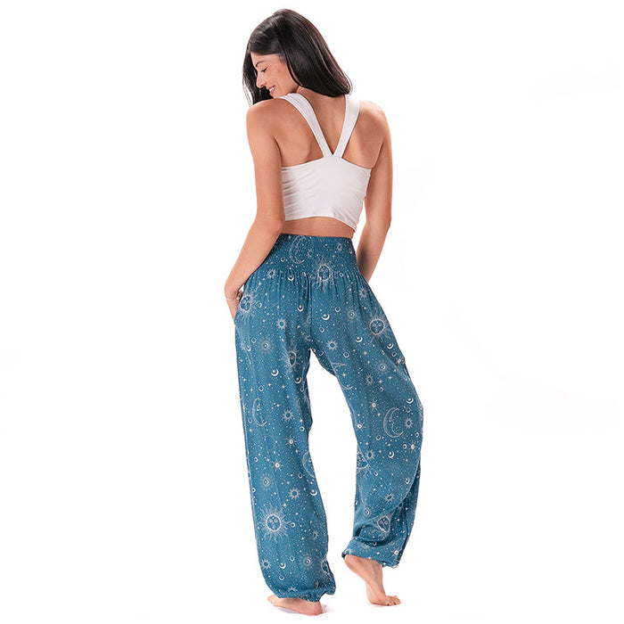 Turquoise Cosmic Sky Harem Pants, back
