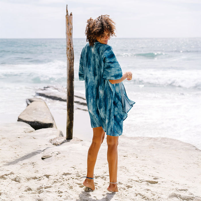 Turquoise Tide Demi Kimono, back on the beach