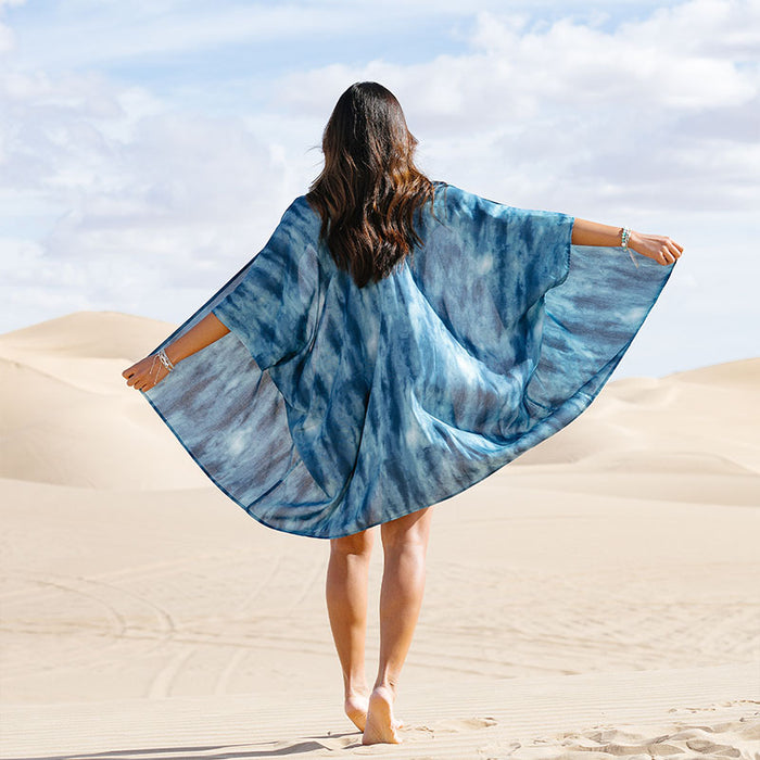 Turquoise Tide Kimono, back on dunes