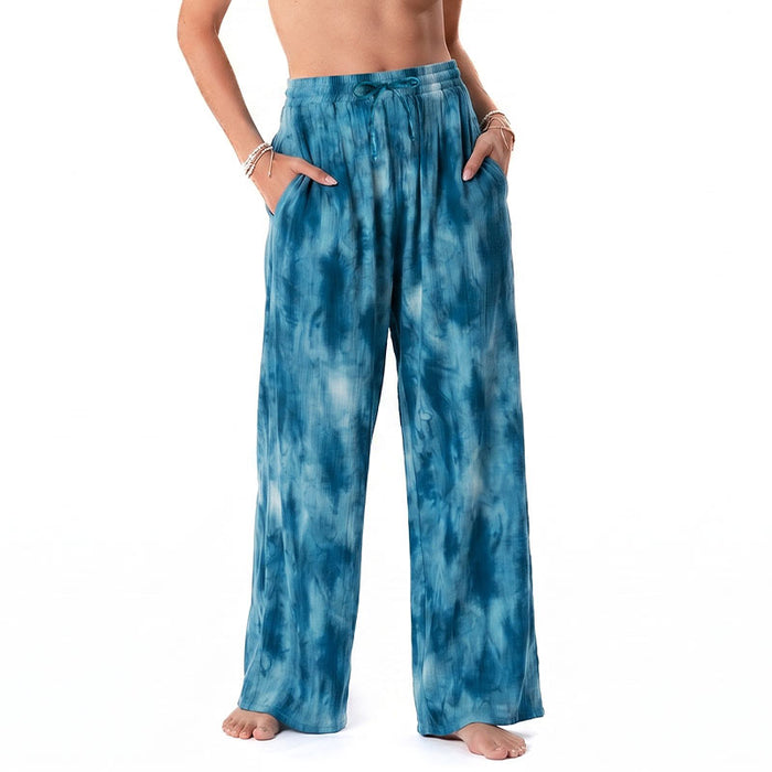 Turquoise Tide Wide Leg Drawstring Pants, detail