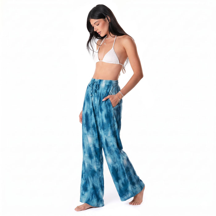 Turquoise Tide Wide Leg Drawstring Pants, side