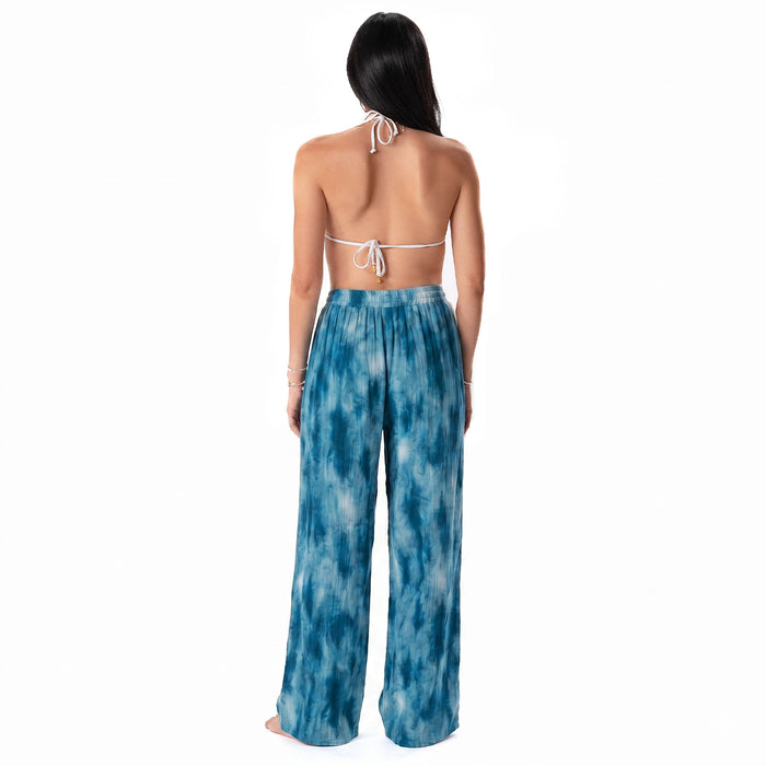 Turquoise Tide Wide Leg Drawstring Pants, back