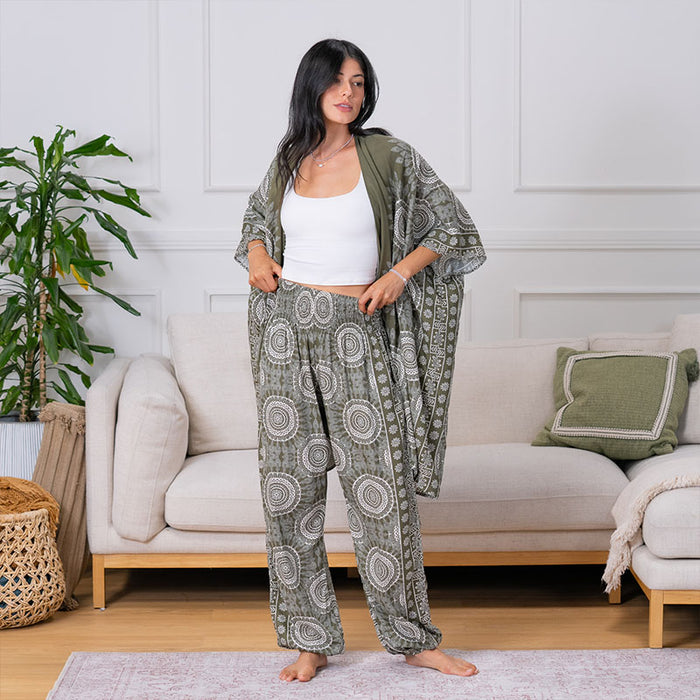 Tuscany Harem Pants, worn in the living room