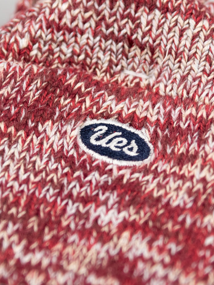 ues denim crew length socks red embroided logo