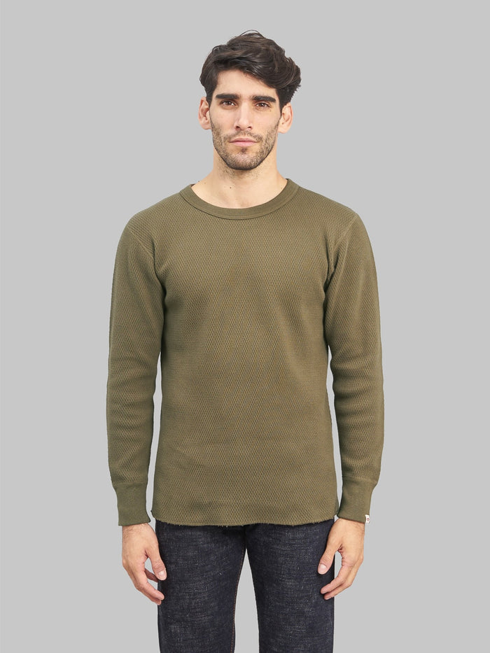 UES Double Honeycomb Thermal TShirt Brown model front fit
