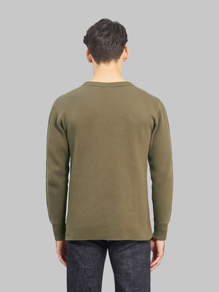 UES Double Honeycomb Thermal TShirt Brown model back fit