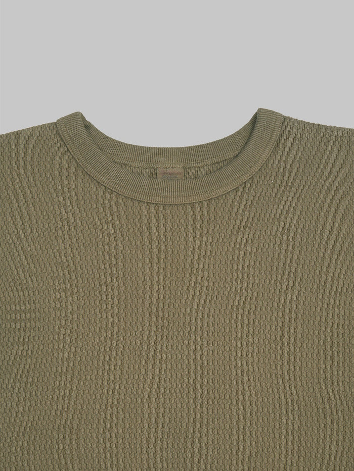 UES Double Honeycomb Thermal TShirt Brown  collar