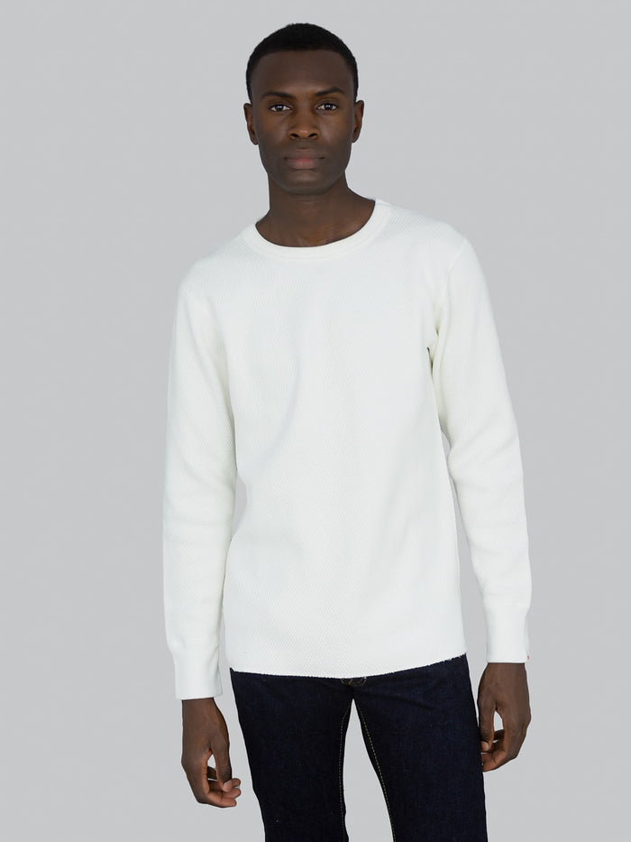 UES Double Honeycomb Thermal tshirt Off White model front fit
