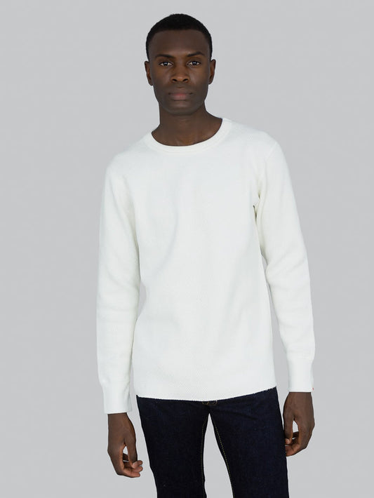 UES Double Honeycomb Thermal tshirt Off White model front fit