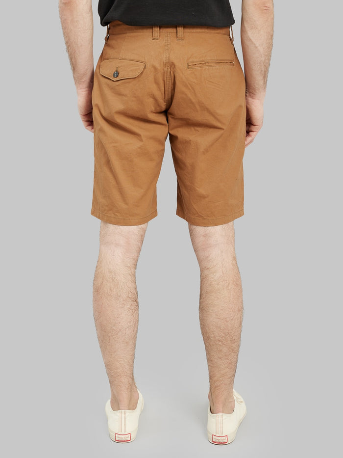 UES Duck Canvas Short Pants Brown model back fit