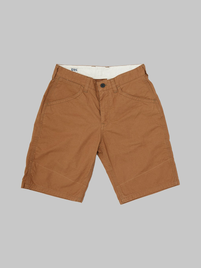UES Duck Canvas Short Pants Brown front view