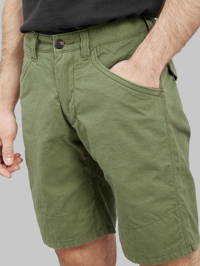 UES Duck Canvas Short Pants Olive side pocket view