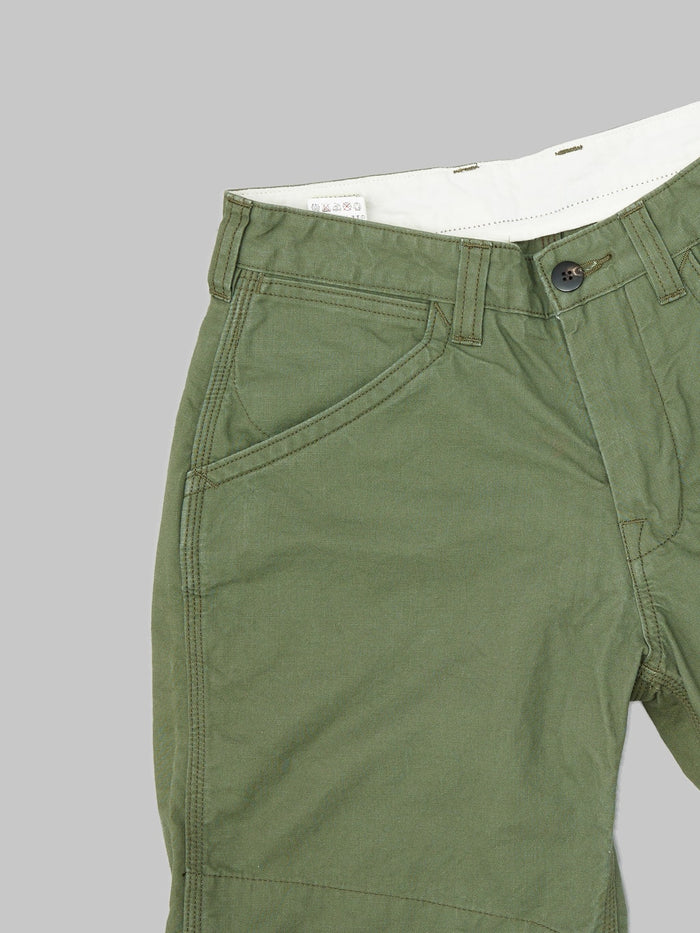 UES Duck Canvas Short Pants Olive pocket details