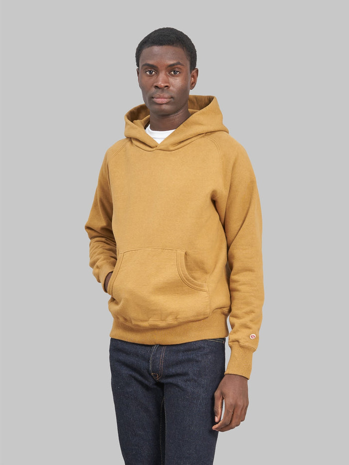 UES Hood Sweat Yellow Khaki model front fit