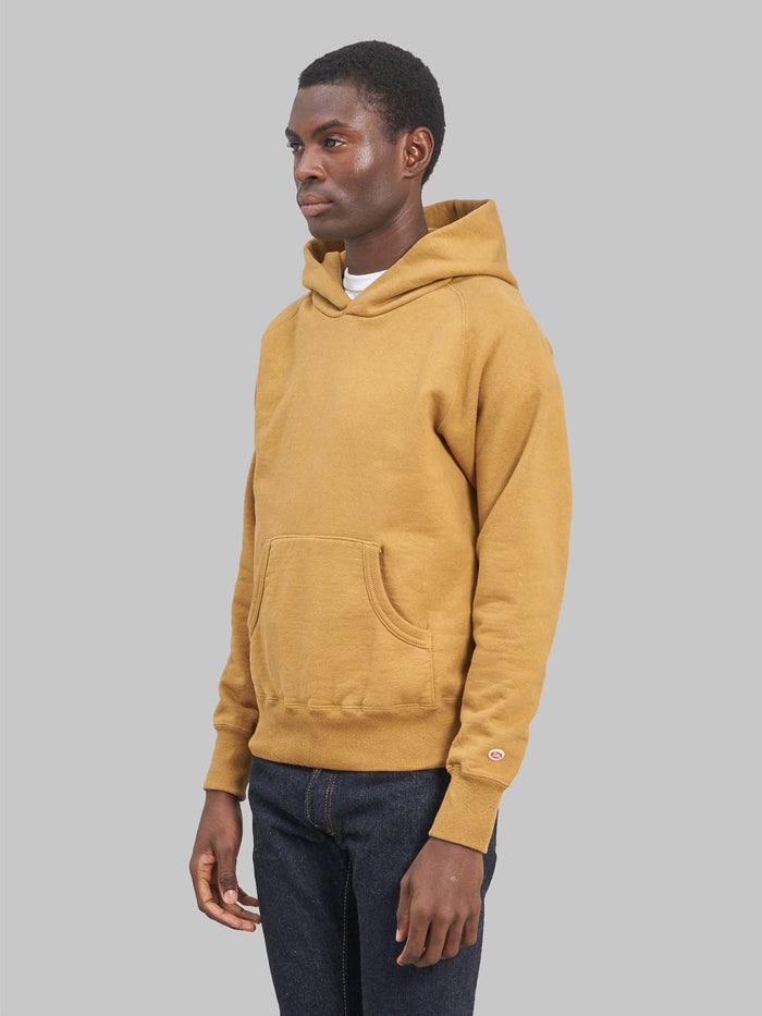 UES Hood Sweat Yellow Khaki model side fit