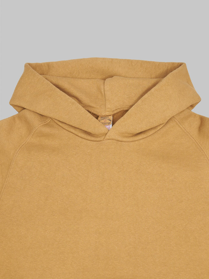 UES Hood Sweat Yellow Khaki fabric closeup