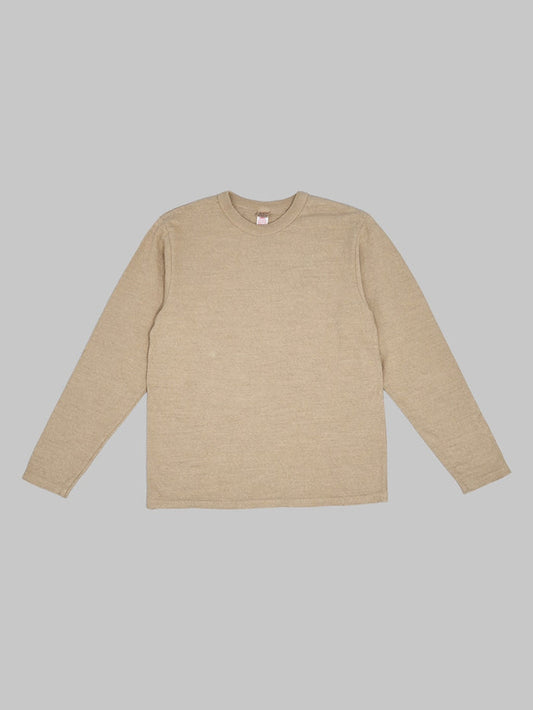 UES No8 Slub Nep long Sleeve TShirt Beige front