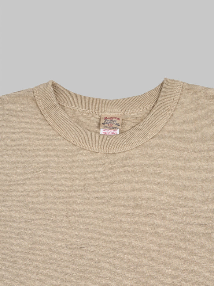 UES No8 Slub Nep long Sleeve TShirt Beige collar
