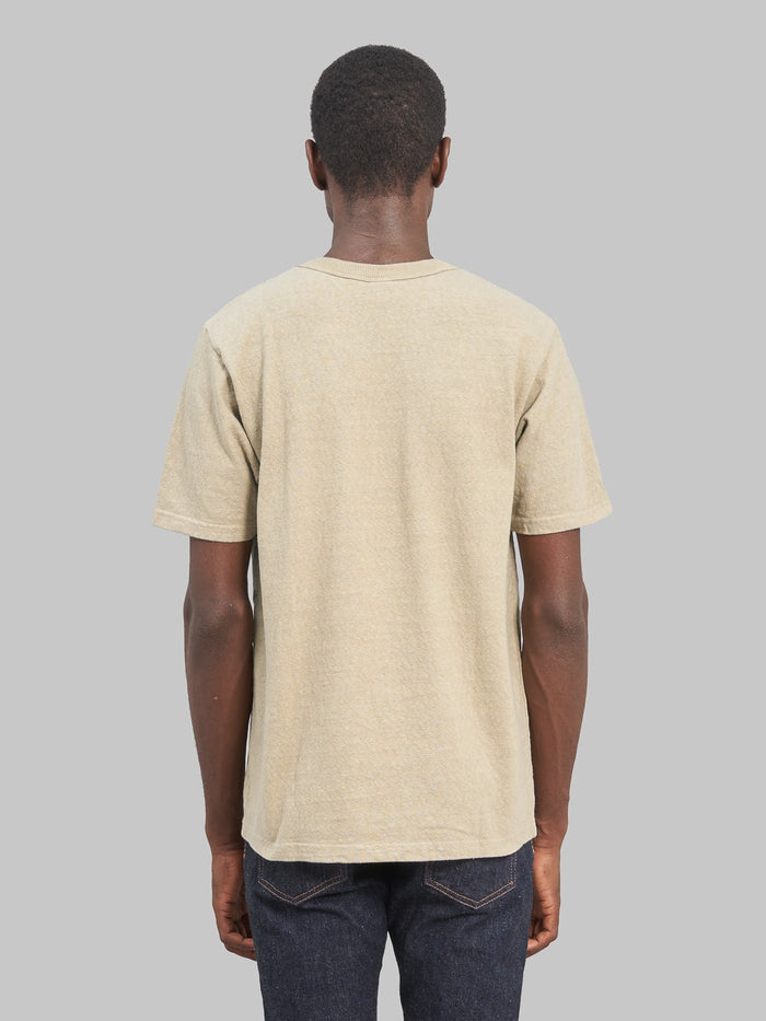 Ues slub nep short leeve t-shirt beige model back fit