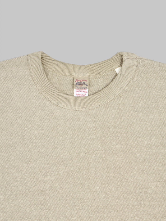 Ues slub nep short leeve t-shirt beige collar