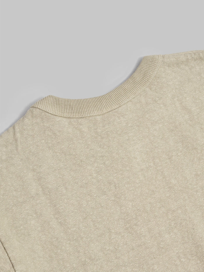 Ues slub nep short leeve t-shirt beige reinforced collar