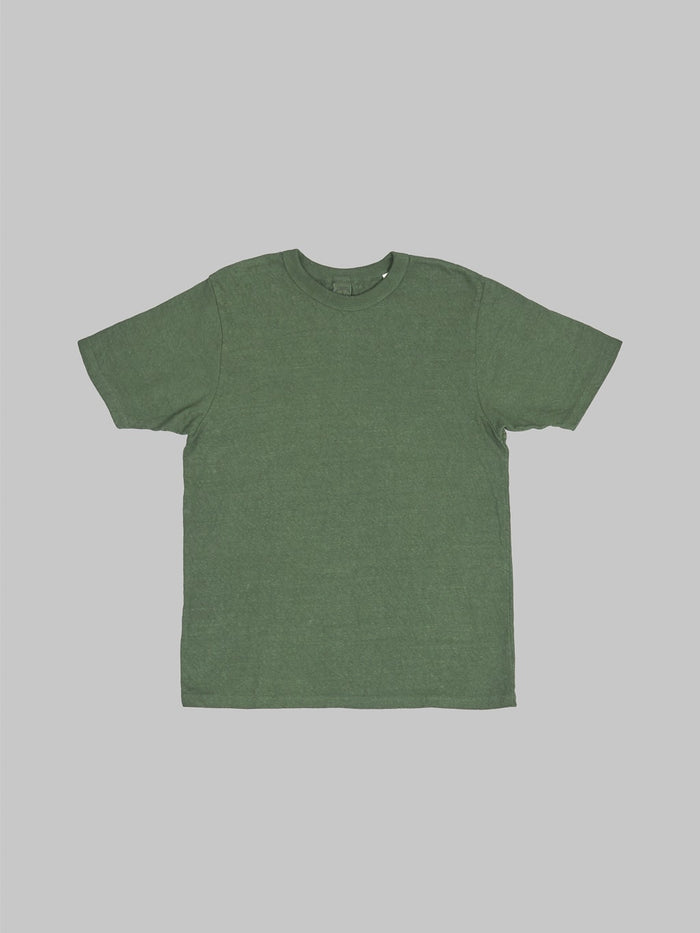 Ues slub nep short sleeve tshirt green front view