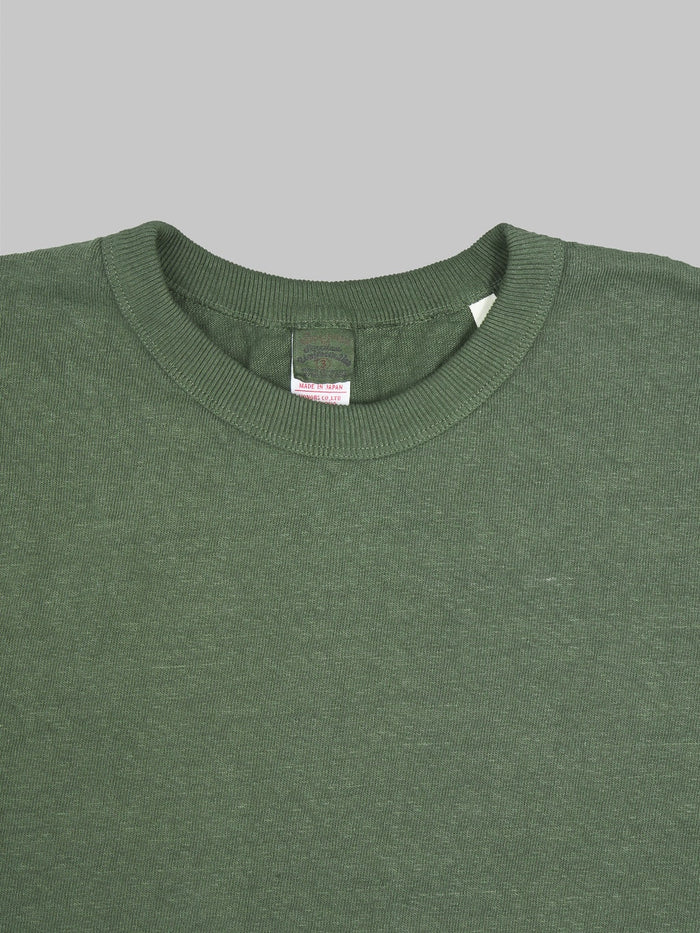 Ues slub nep short sleeve tshirt green collar detail