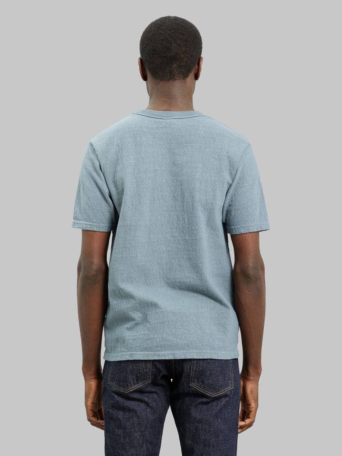 UES No 8 Slub Nep Short Sleeve Tshirt Grey model back fit