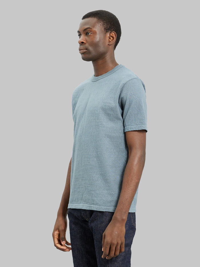 UES No 8 Slub Nep Short Sleeve Tshirt Grey model side fit