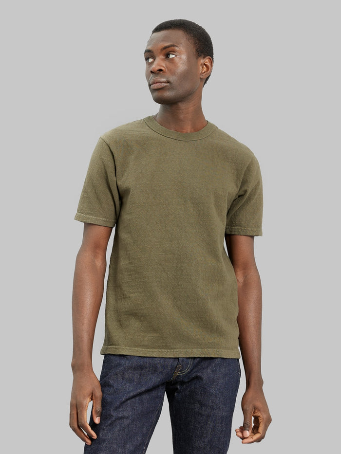 UES No 8 Slub Nep Short Sleeve Tshirt Olive  look