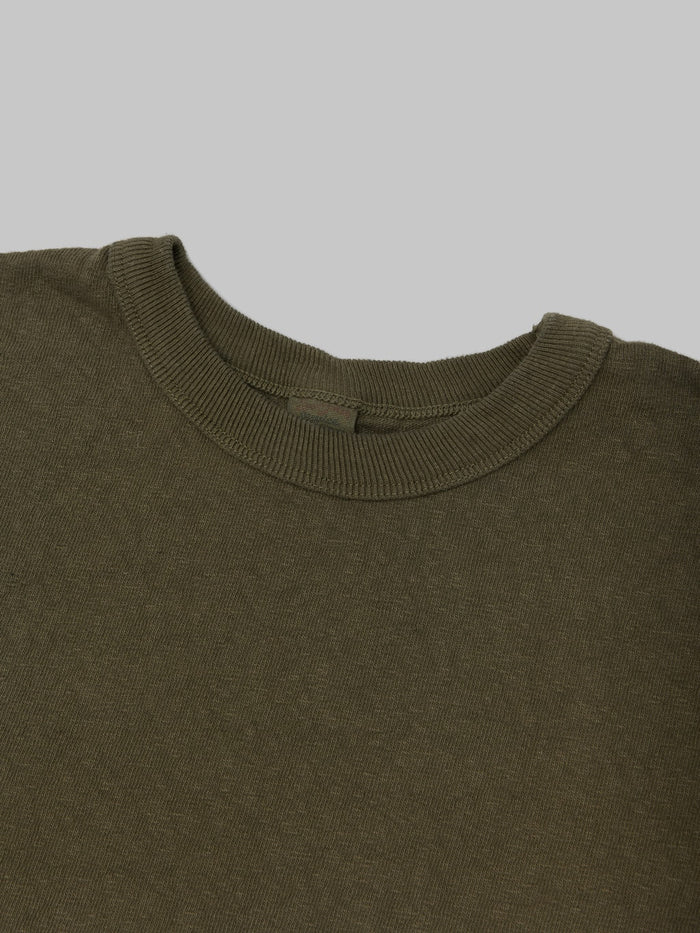 UES No 8 Slub Nep Short Sleeve Tshirt Olive  reinforced collar