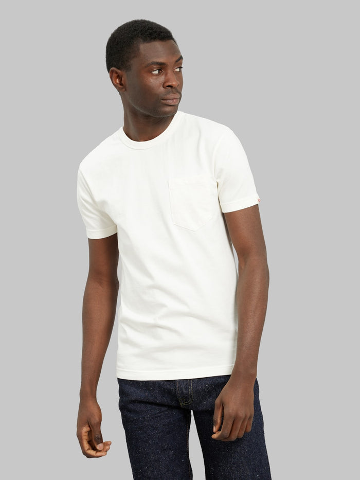 UES Ramayana crewneck pocket TShirt white front fit