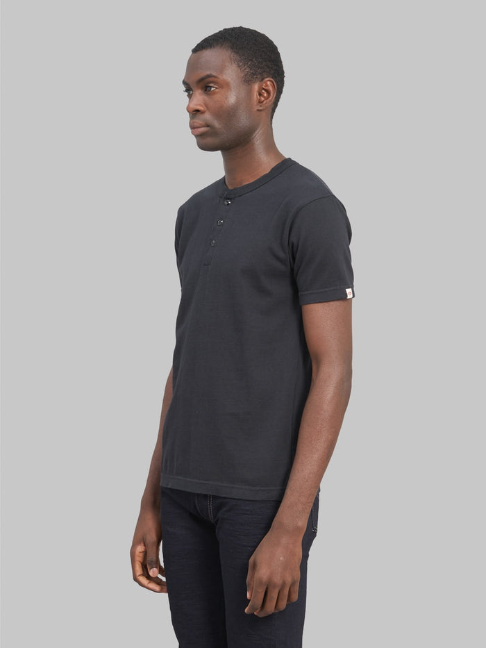 UES Ramayana Henley Neck TShirt Black model side fit