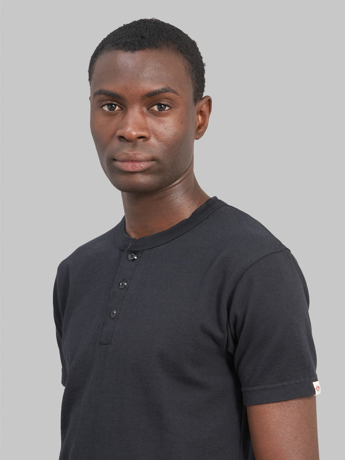 UES Ramayana Henley Neck TShirt Black chest