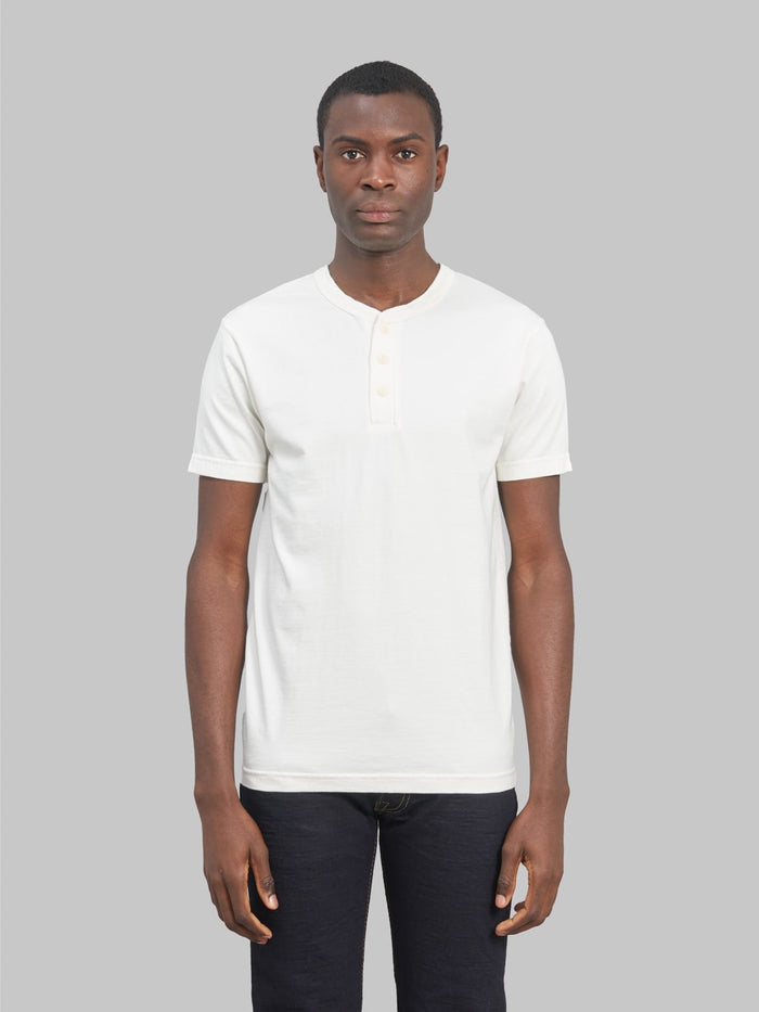 UES Ramayana Henley Neck TShirt white model front fit