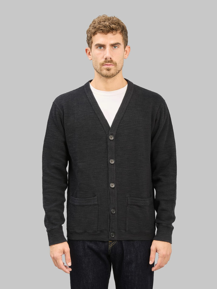 UES Single Rib Cardigan Black front fit