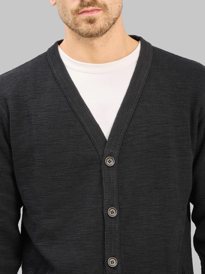 UES Single Rib Cardigan Black chest