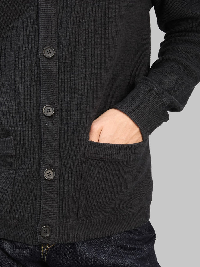 UES Single Rib Cardigan Black pocket