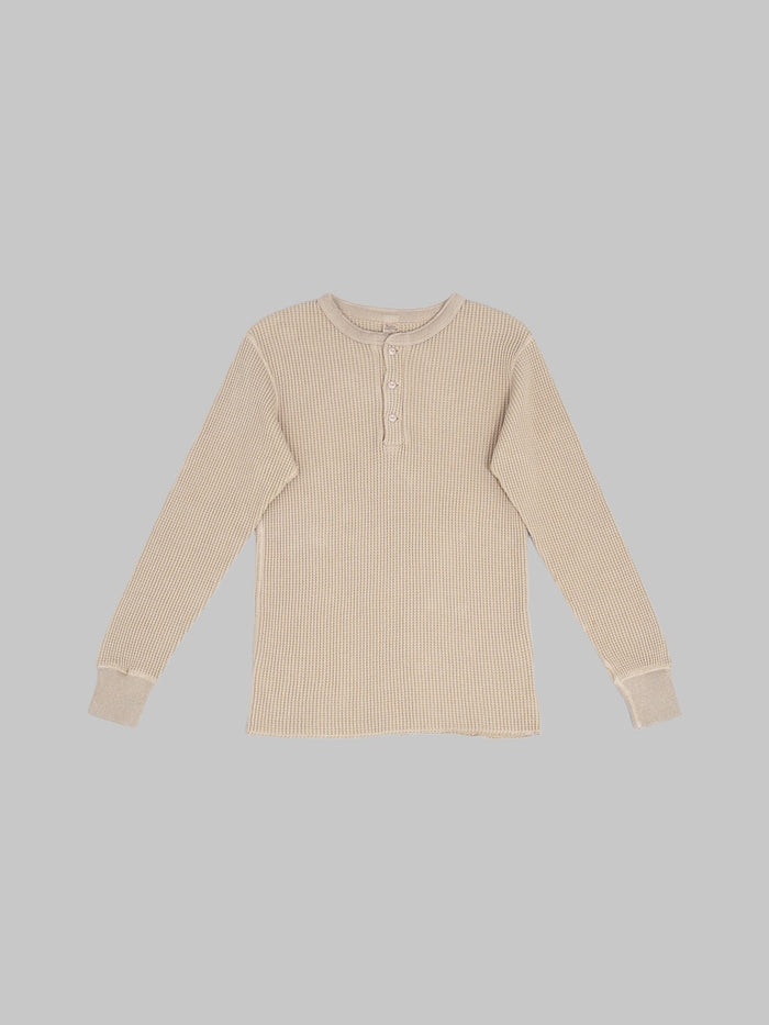 UES Thermal Big Waffle Henley TShirt Beige  front