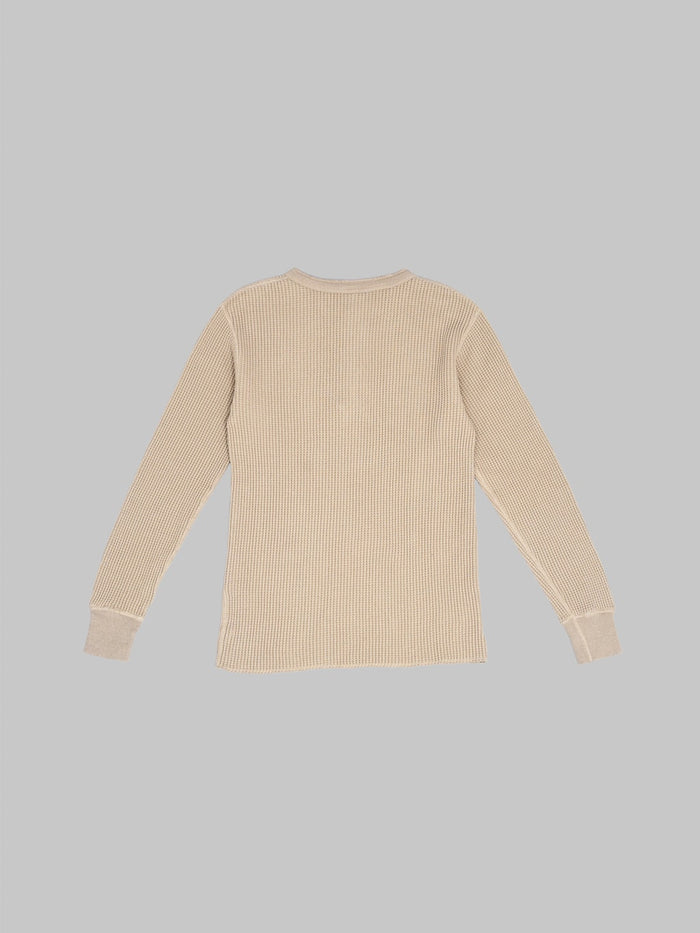 UES Thermal Big Waffle Henley TShirt Beige  back