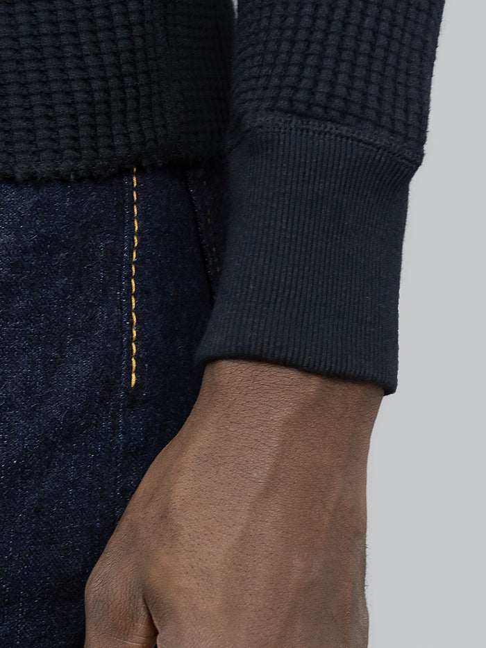 UES Thermal Big Waffle Henley TShirt Black cuff