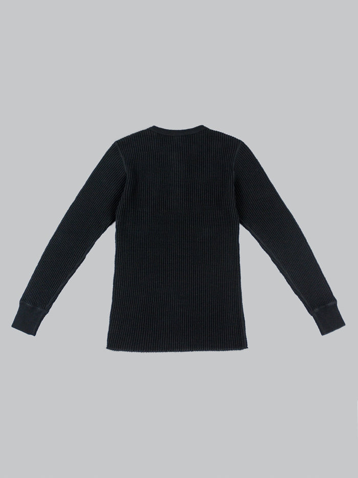 UES Thermal Big Waffle Henley TShirt Black back