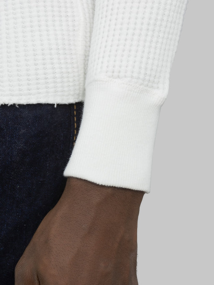 UES Thermal Big Waffle Henley TShirt Off White cuff