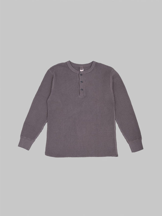 UES Thermal Big Waffle Henley T-Shirt Purple Navy - Redcast Heritage Co.
