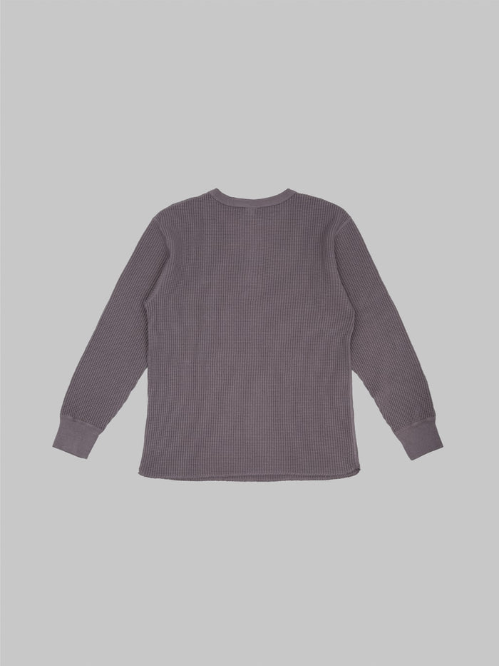 UES Thermal Big Waffle Henley T-Shirt Purple Navy - Redcast Heritage Co.