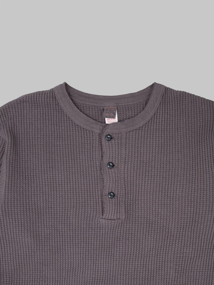 UES Thermal Big Waffle Henley T-Shirt Purple Navy - Redcast Heritage Co.