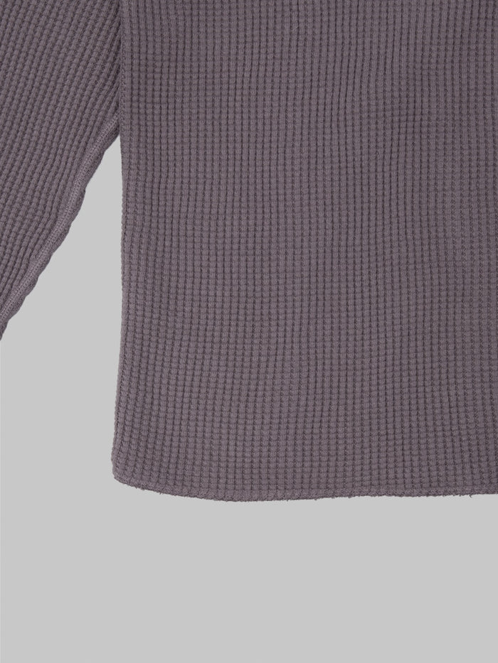 UES Thermal Big Waffle Henley T-Shirt Purple Navy - Redcast Heritage Co.