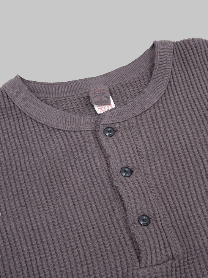 UES Thermal Big Waffle Henley T-Shirt Purple Navy - Redcast Heritage Co.