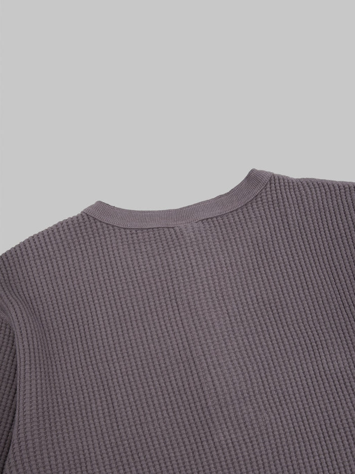UES Thermal Big Waffle Henley T-Shirt Purple Navy - Redcast Heritage Co.